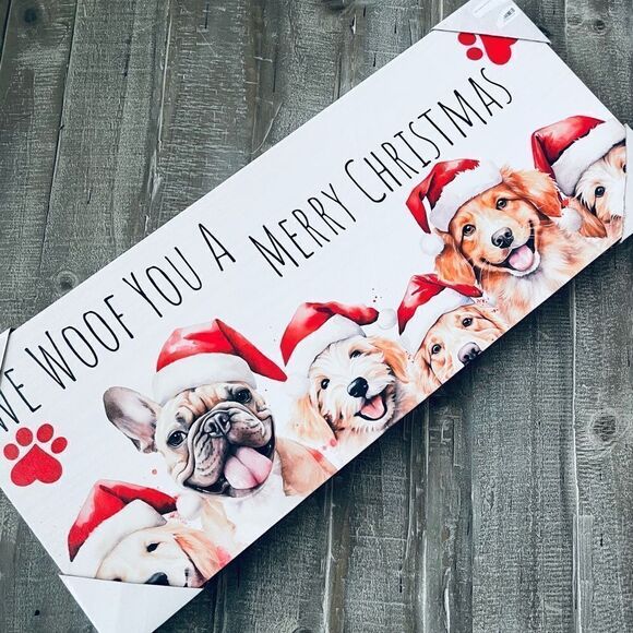 Christmas Dogs Canvas Wall Hanging Art Decor - Picture 2 of 6